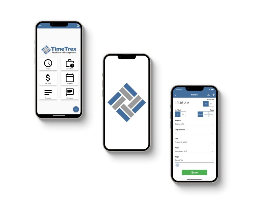 TimeTrex three mobile device layout