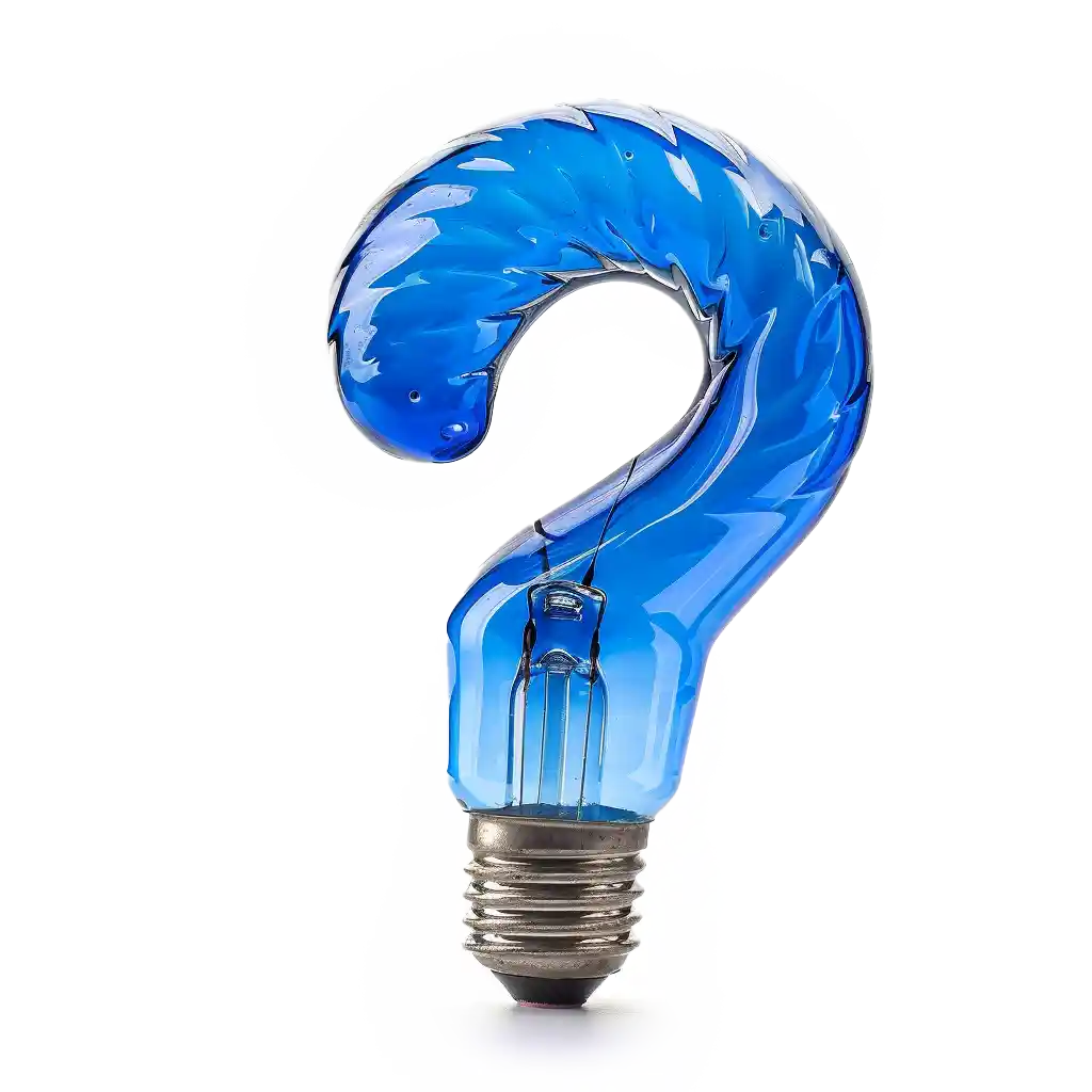 Blue question mark light bulb