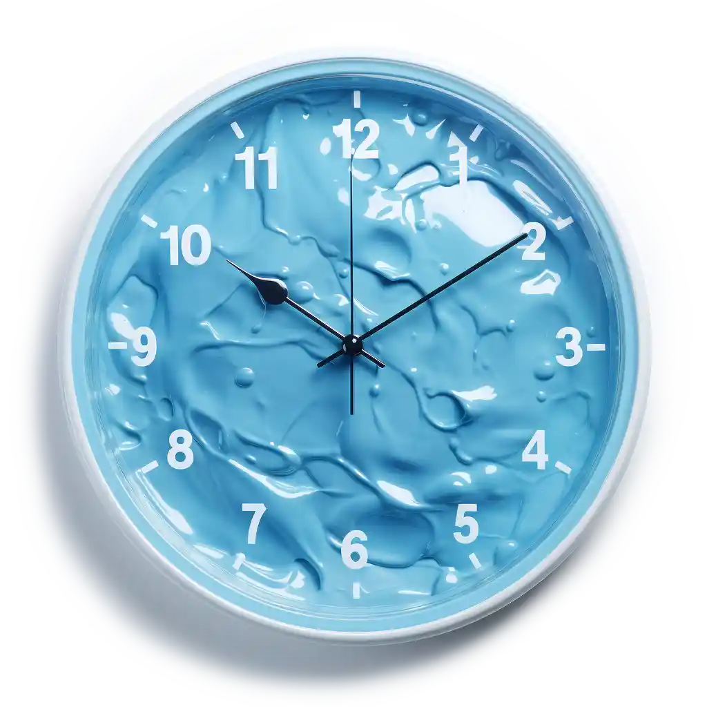 A blue liquid wall clock