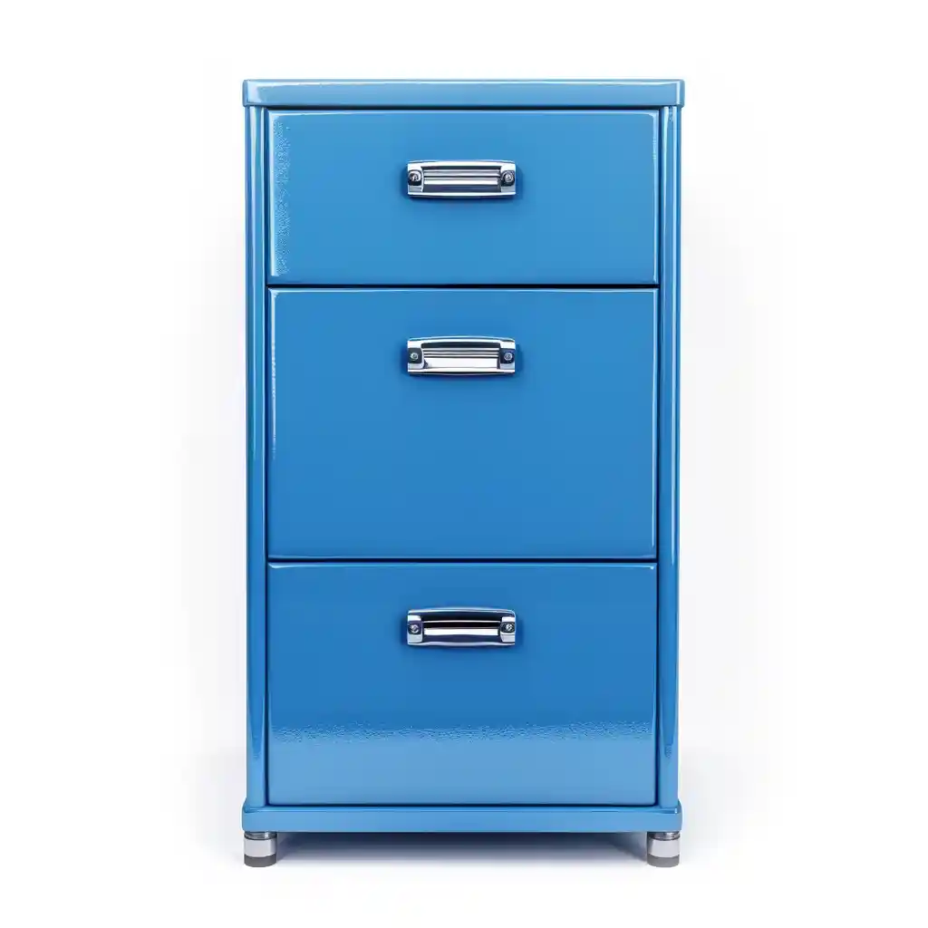 A blue file cabinet