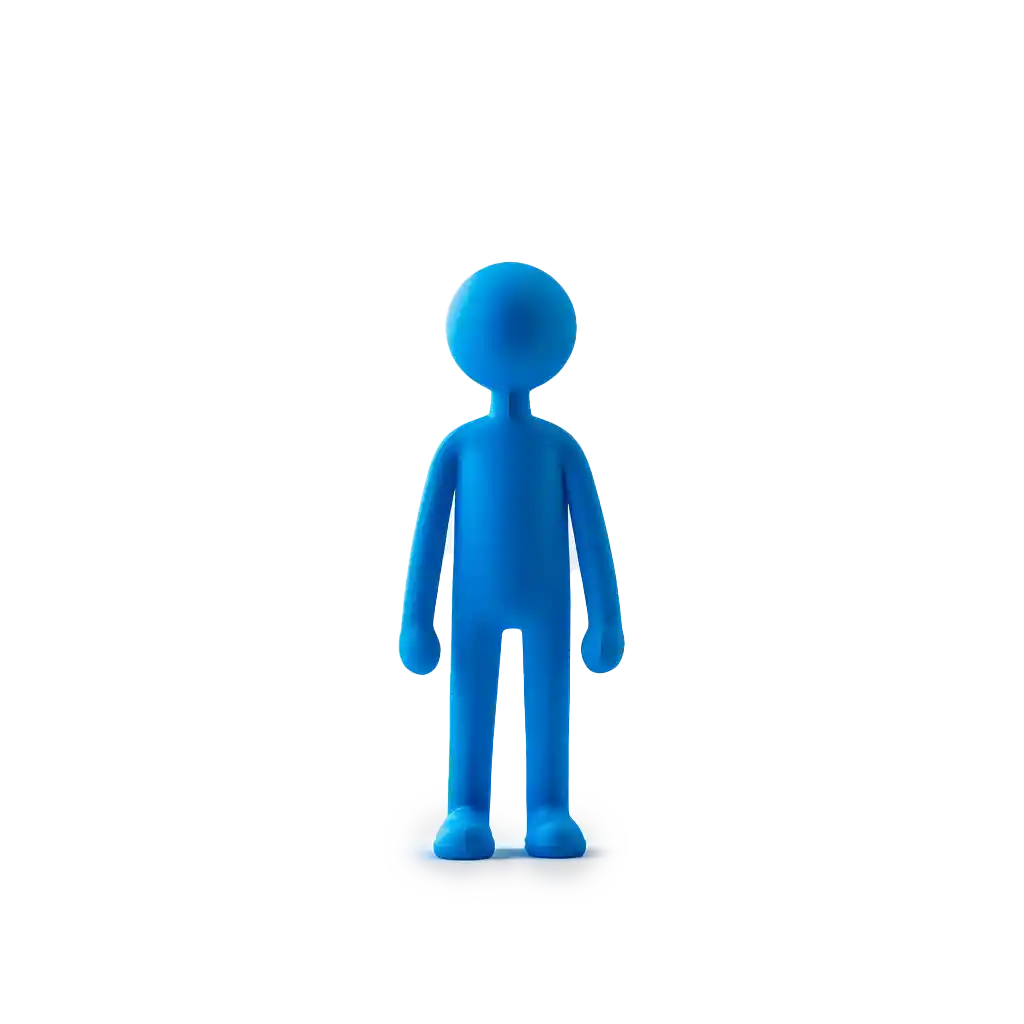 A blue man stick figure