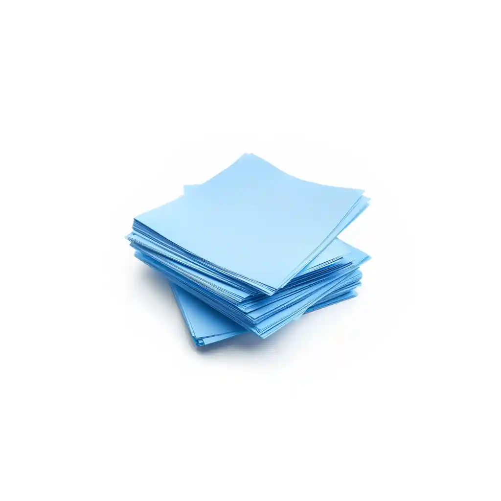 blue stack of papers offset