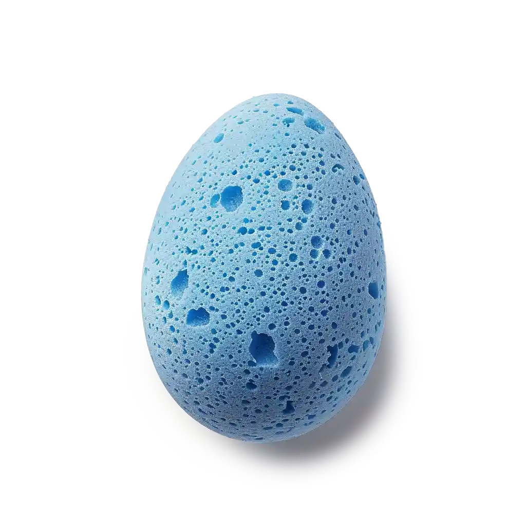 A blue egg made of sponge