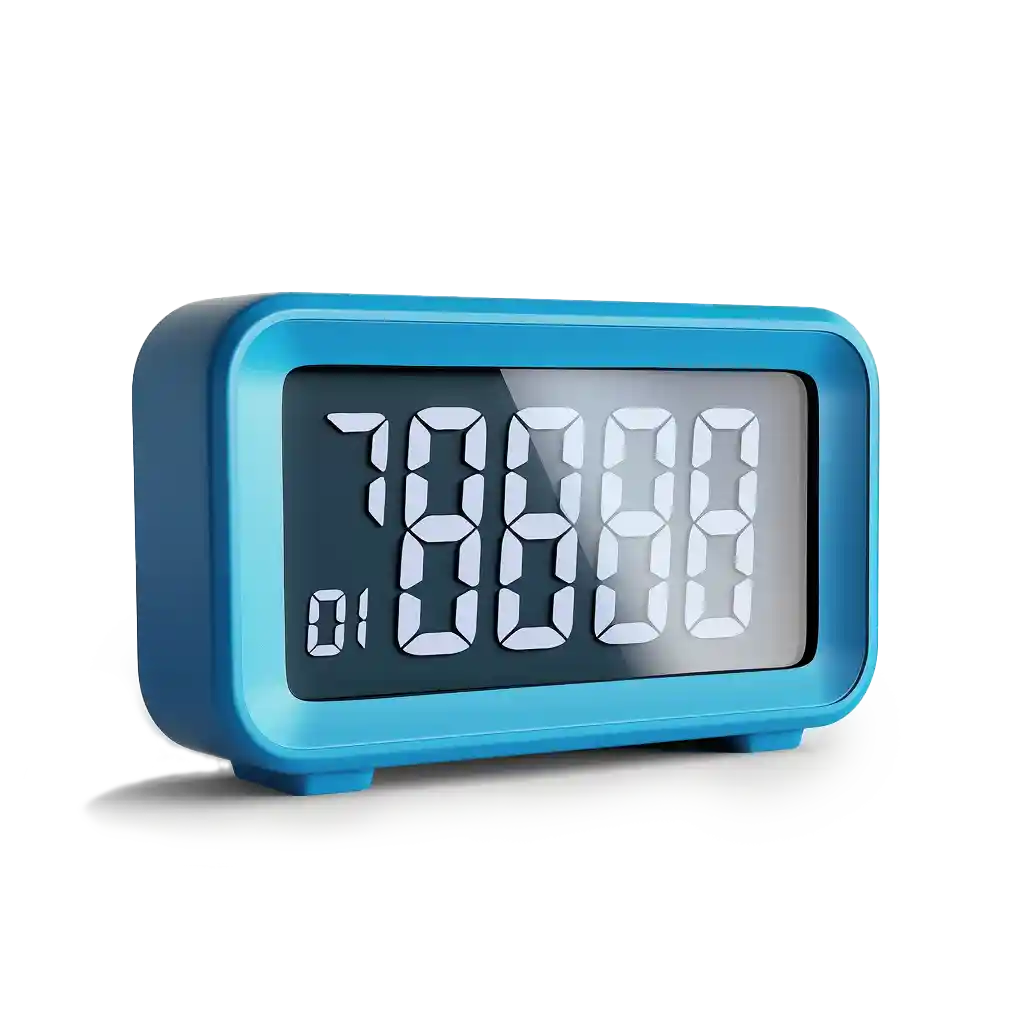 A blue modern digital clock