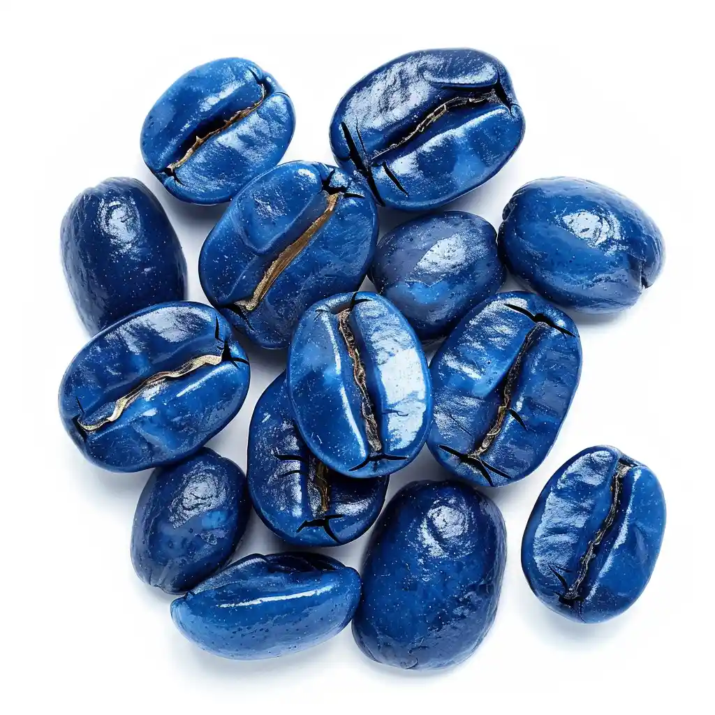 Closeup of blue coffee beans