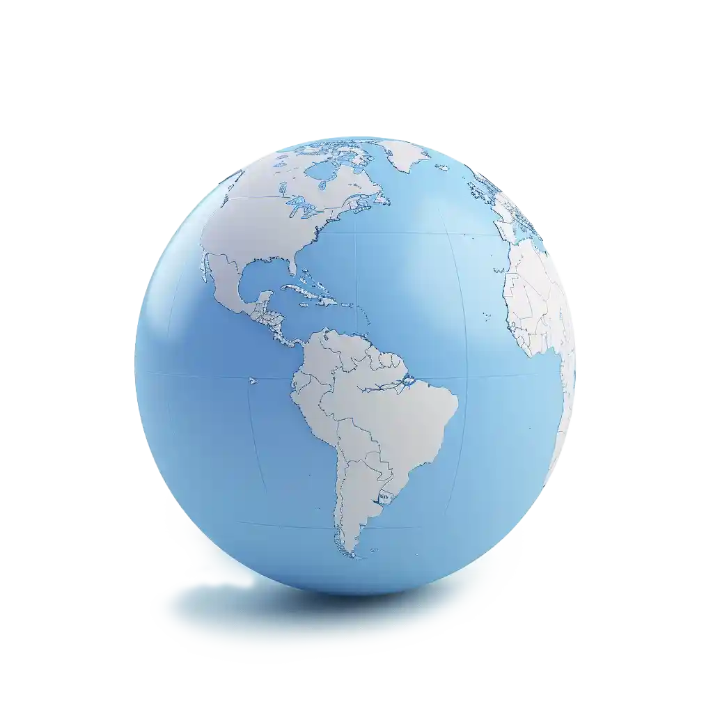 A light blue matte globe