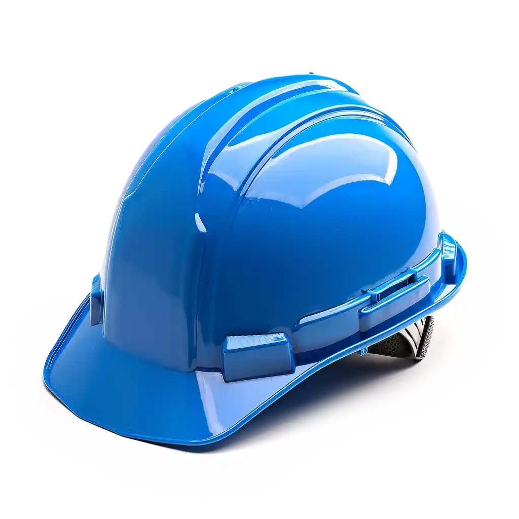 A blue plastic hardhat