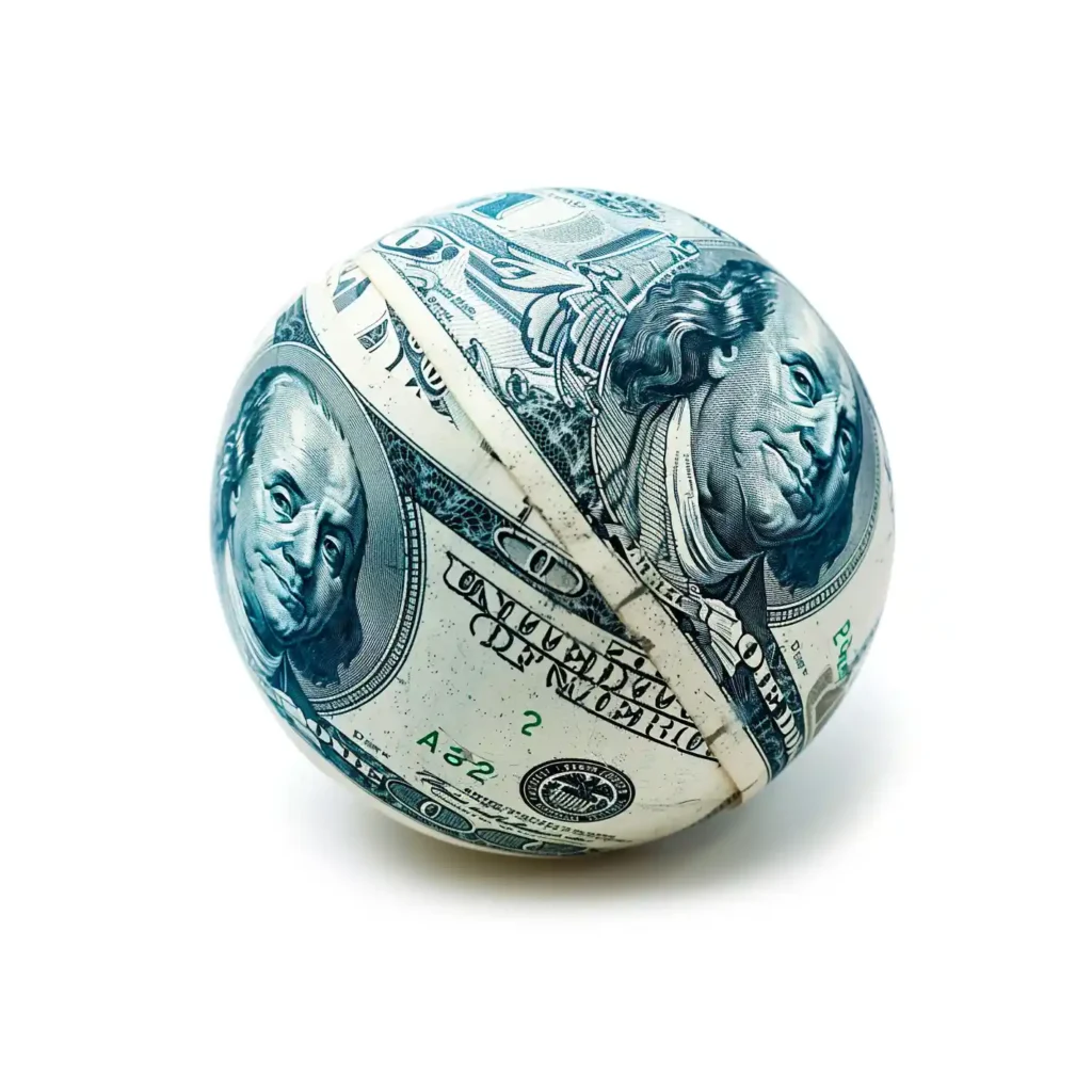 A crumpled up ball of money