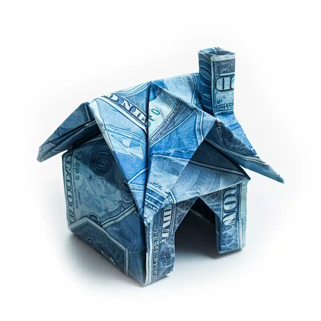 Origami blue money house