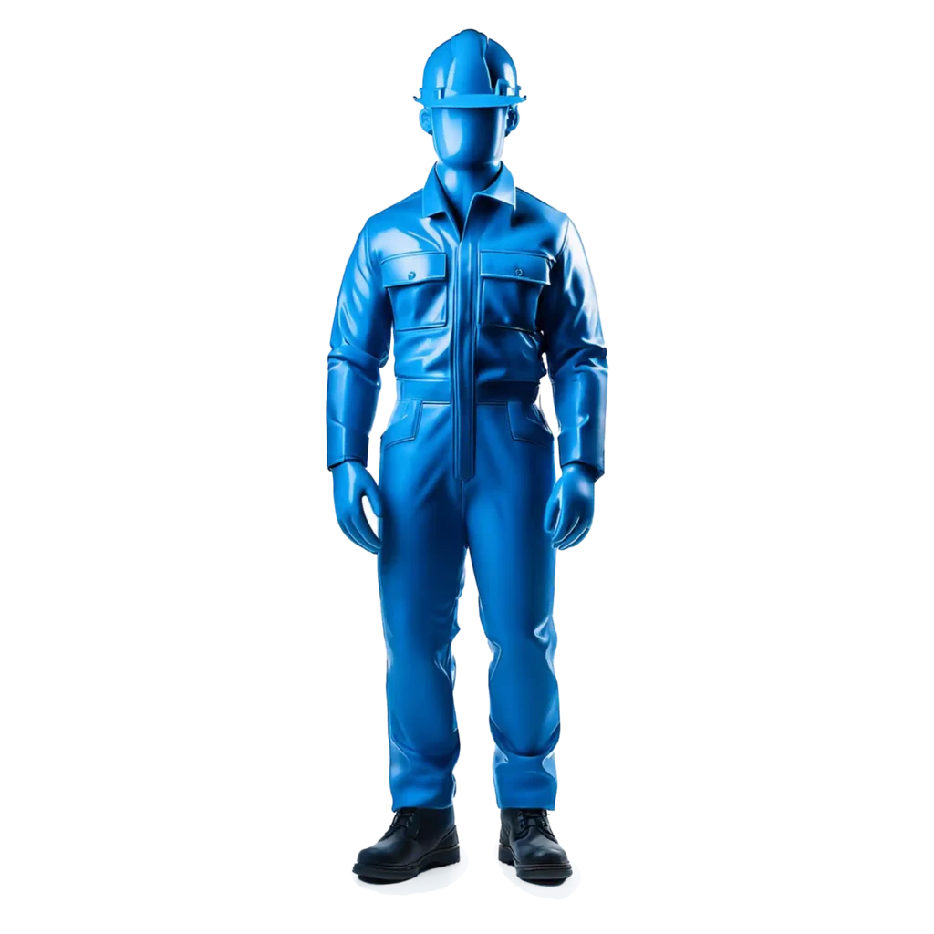 A blue construction worker made of plastic