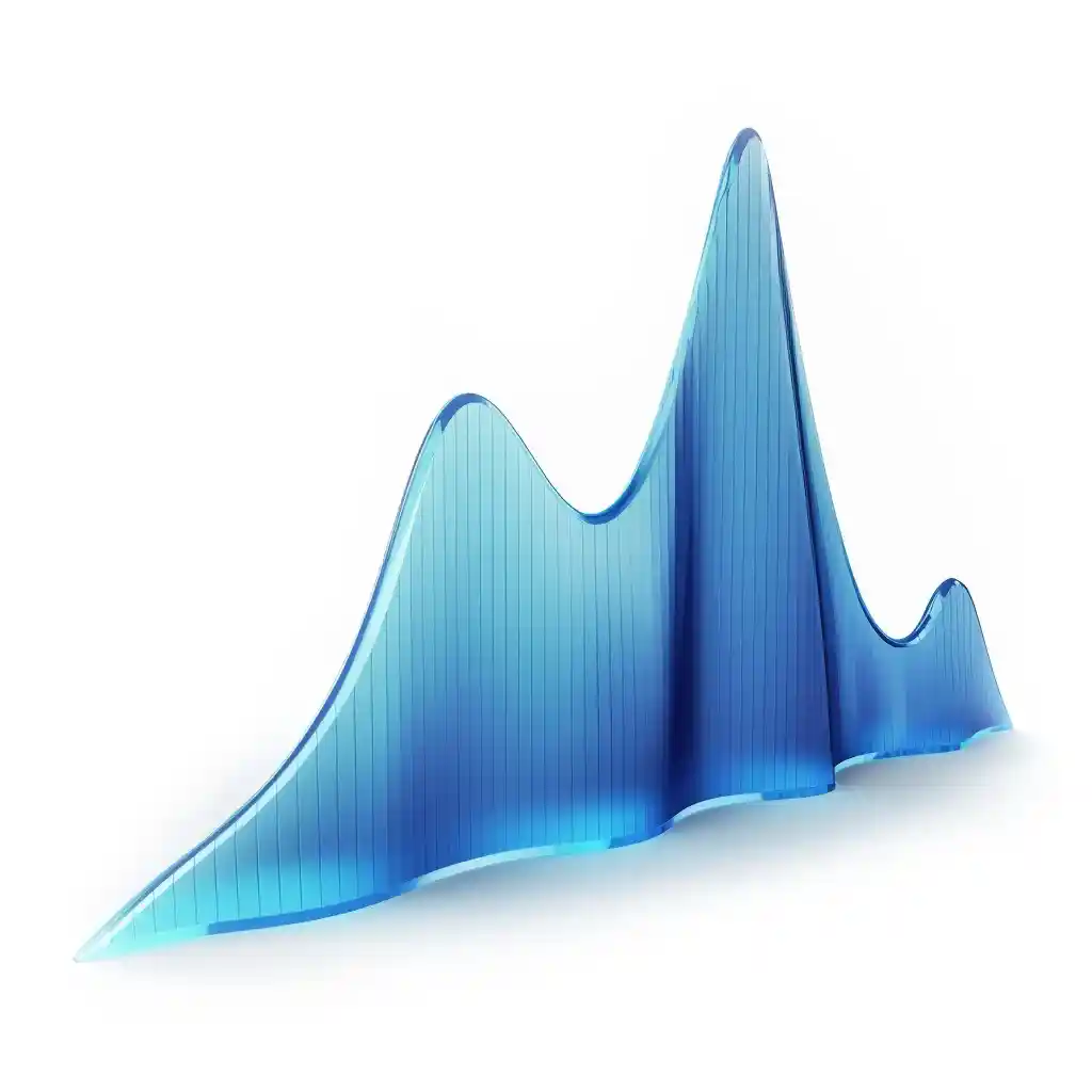A blue graph showing the a distribution curve