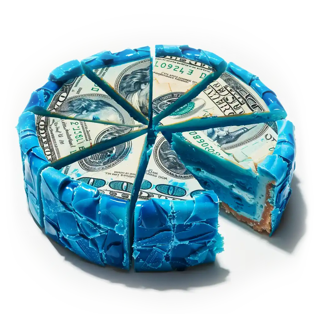 A blue cake made of USD