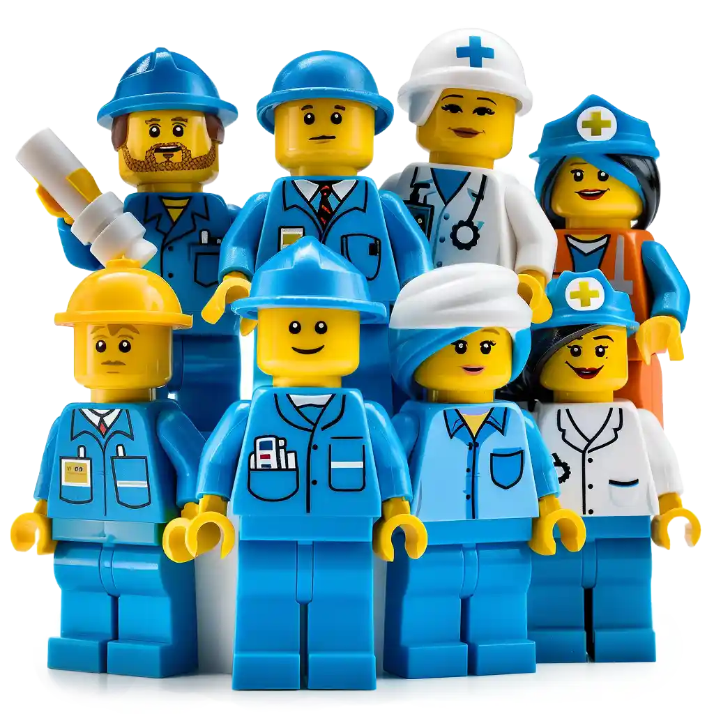 A group of lego workers