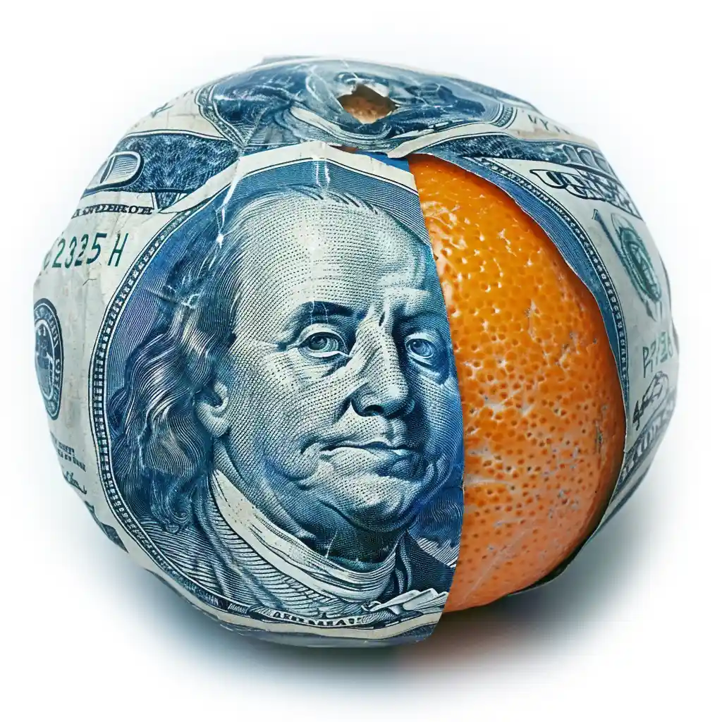 A Florida orange wrapped in money