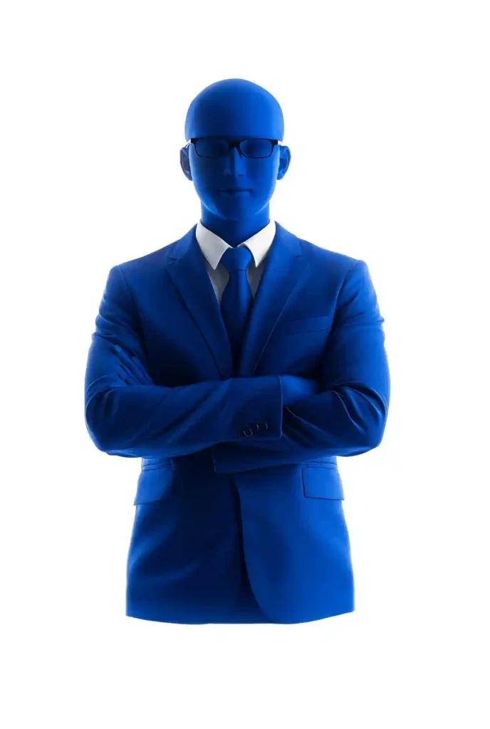 A blue man in a suit