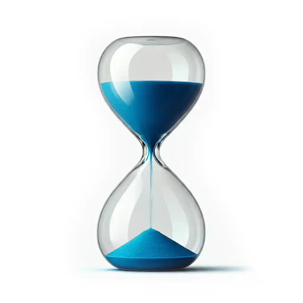 A blue sand hourglass