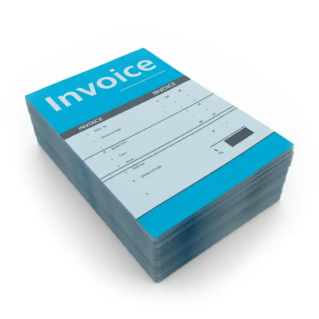 A blue invoice