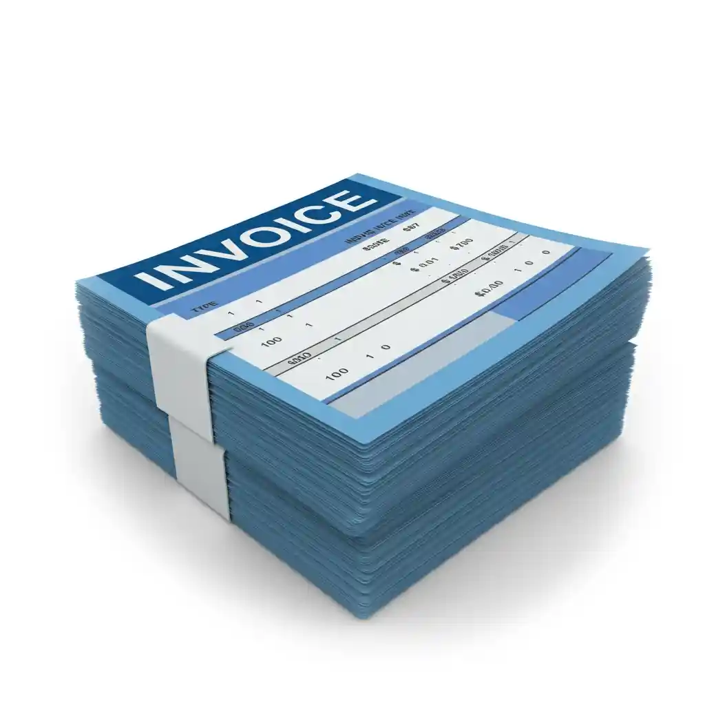 An invoice on blue paper