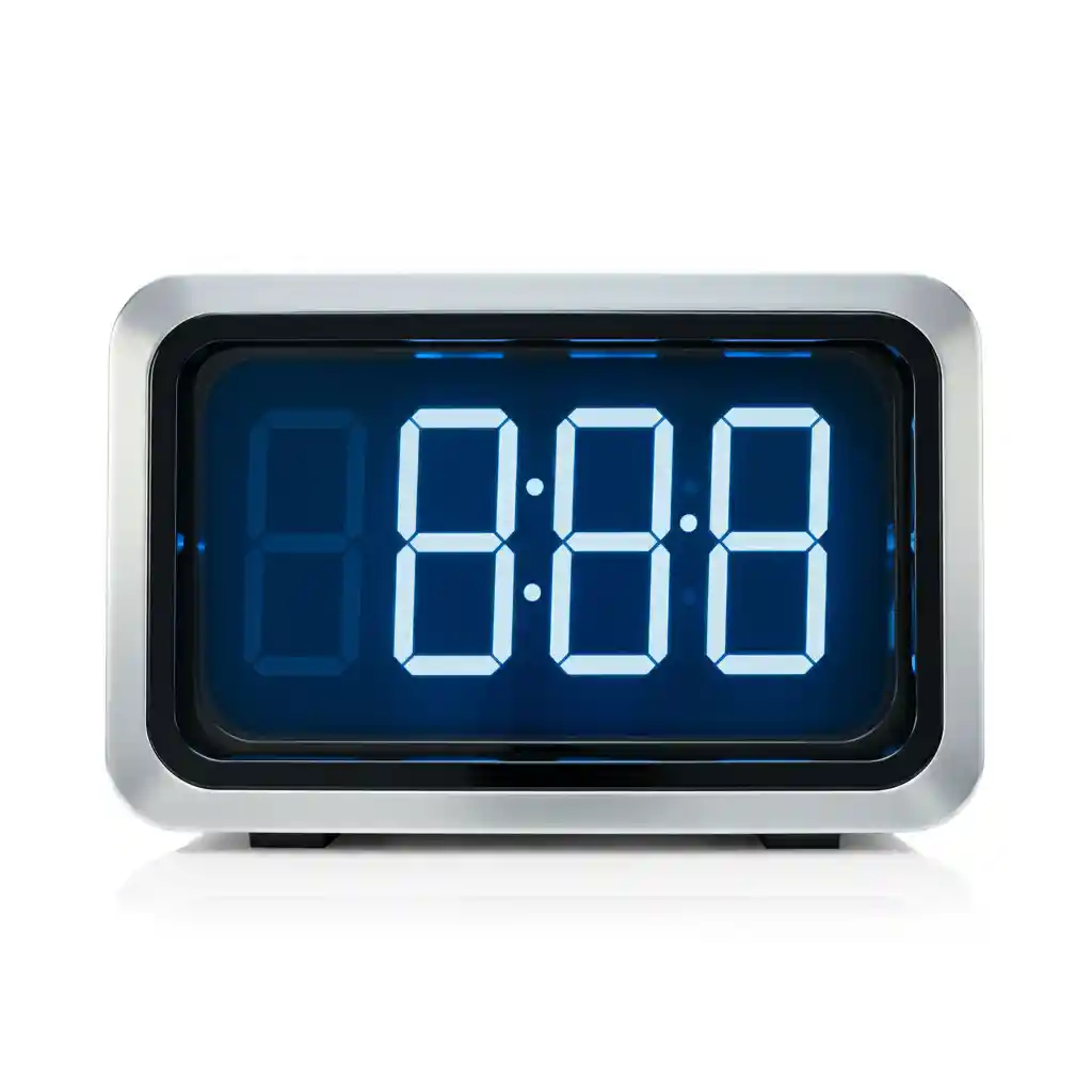 A modern white digital clock