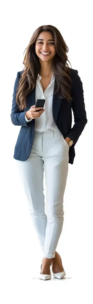 A woman with casual business attire