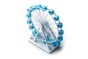 A blue Ferris wheel