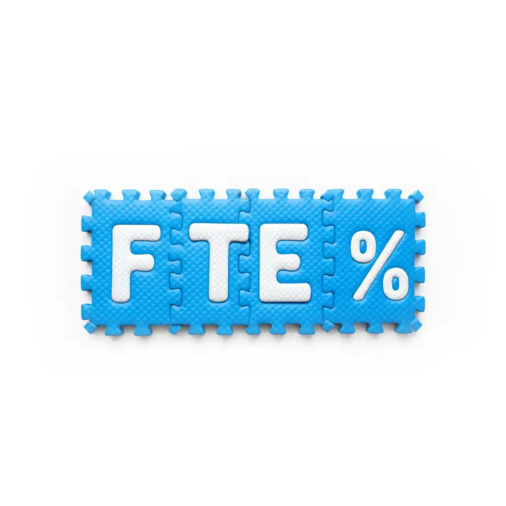 Blue puzzle pieces spelling FTE %