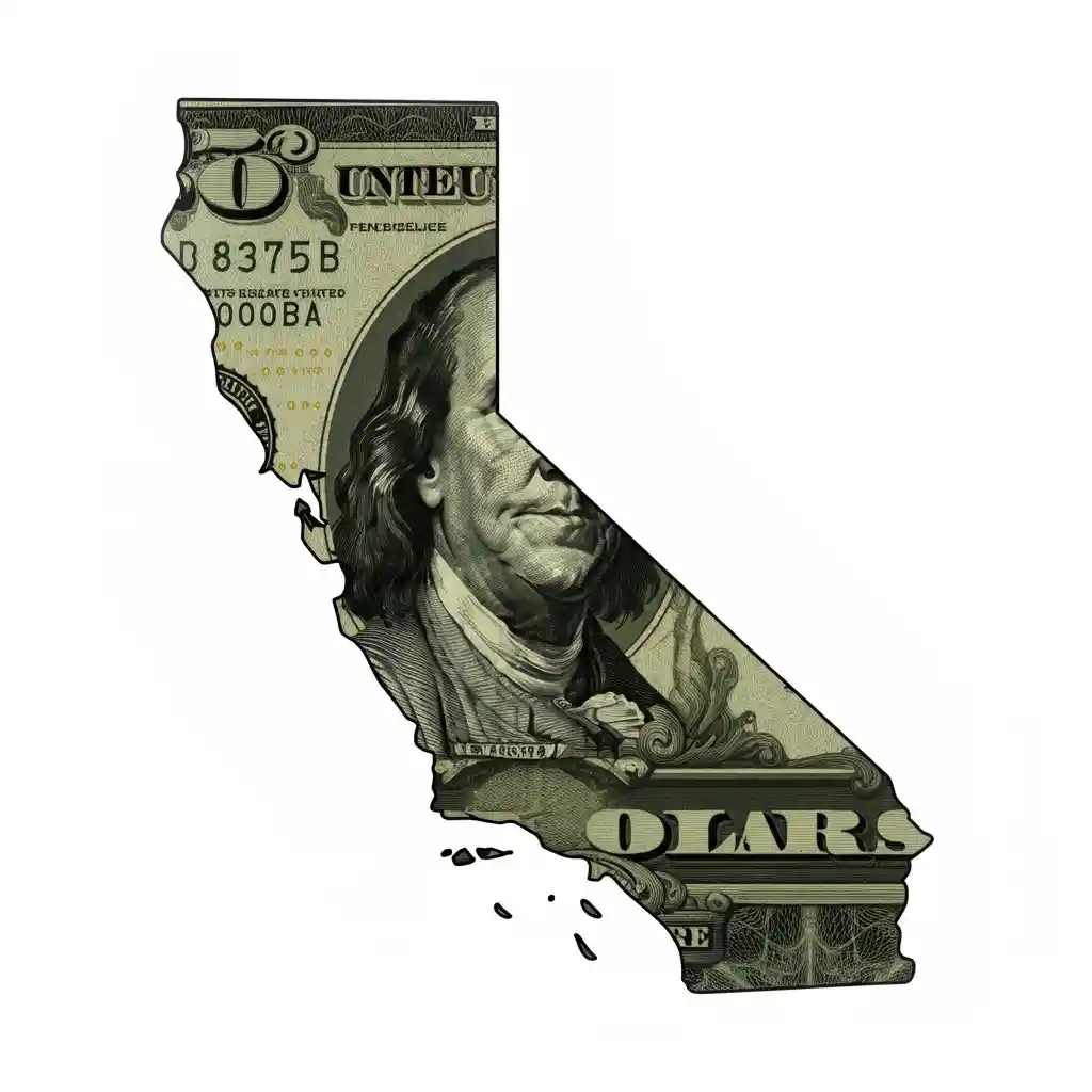 A map of California made of USD