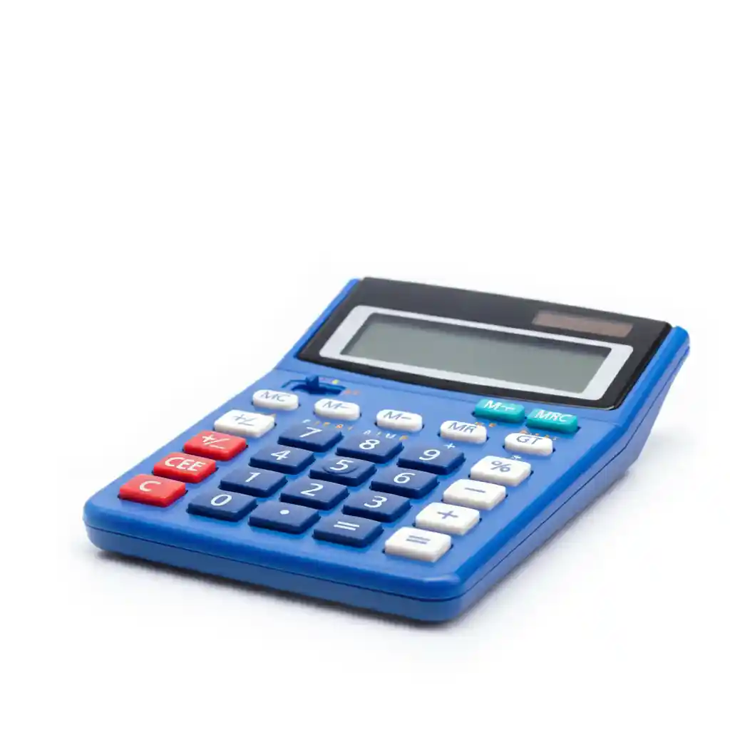 A blue calculator