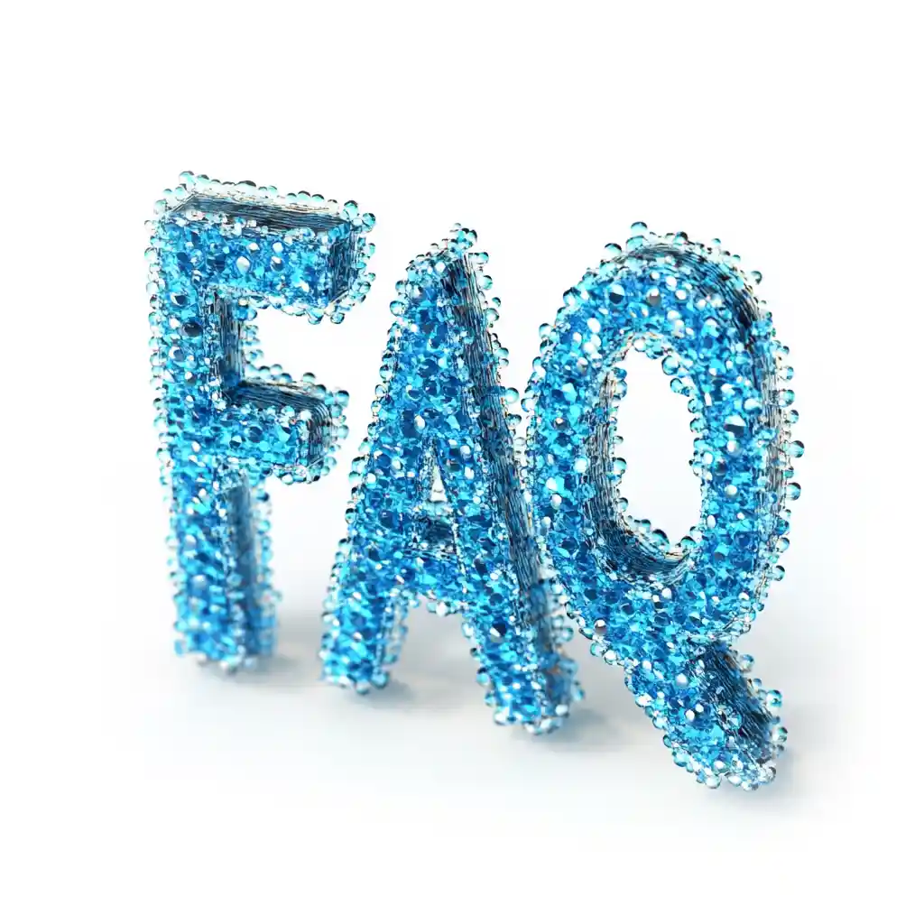 Letters "FAQ" in blue