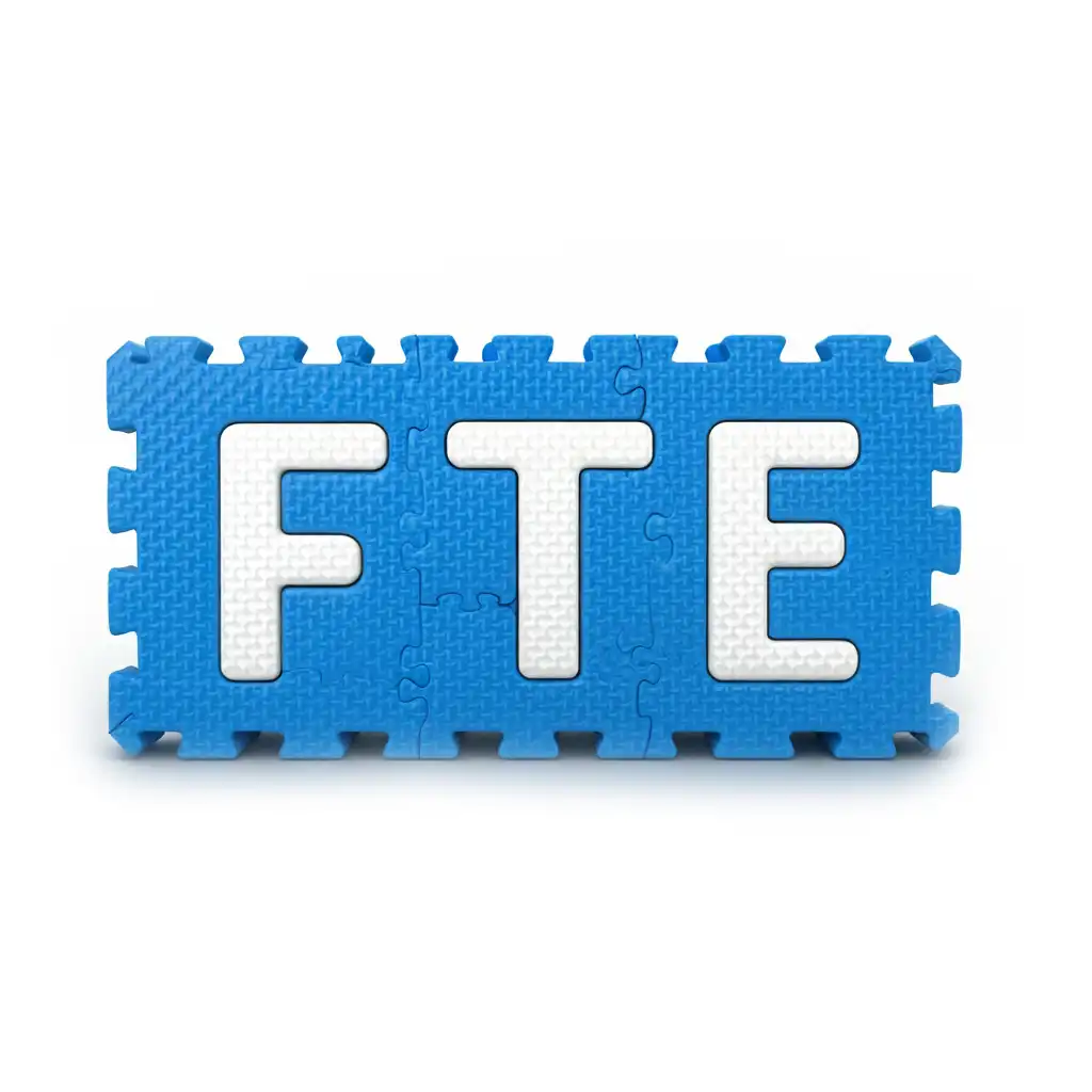 Blue puzzle pieces with text FTE