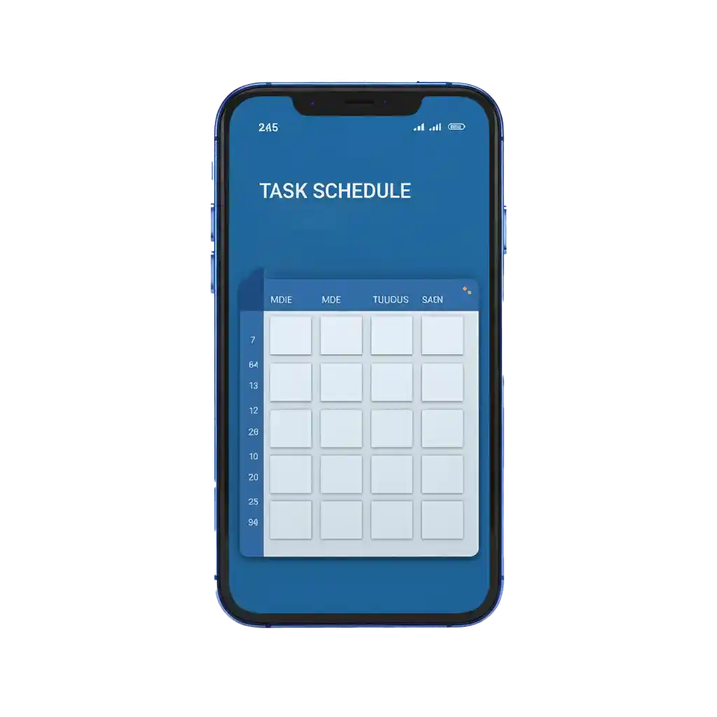 A blue schedule on a blue phone