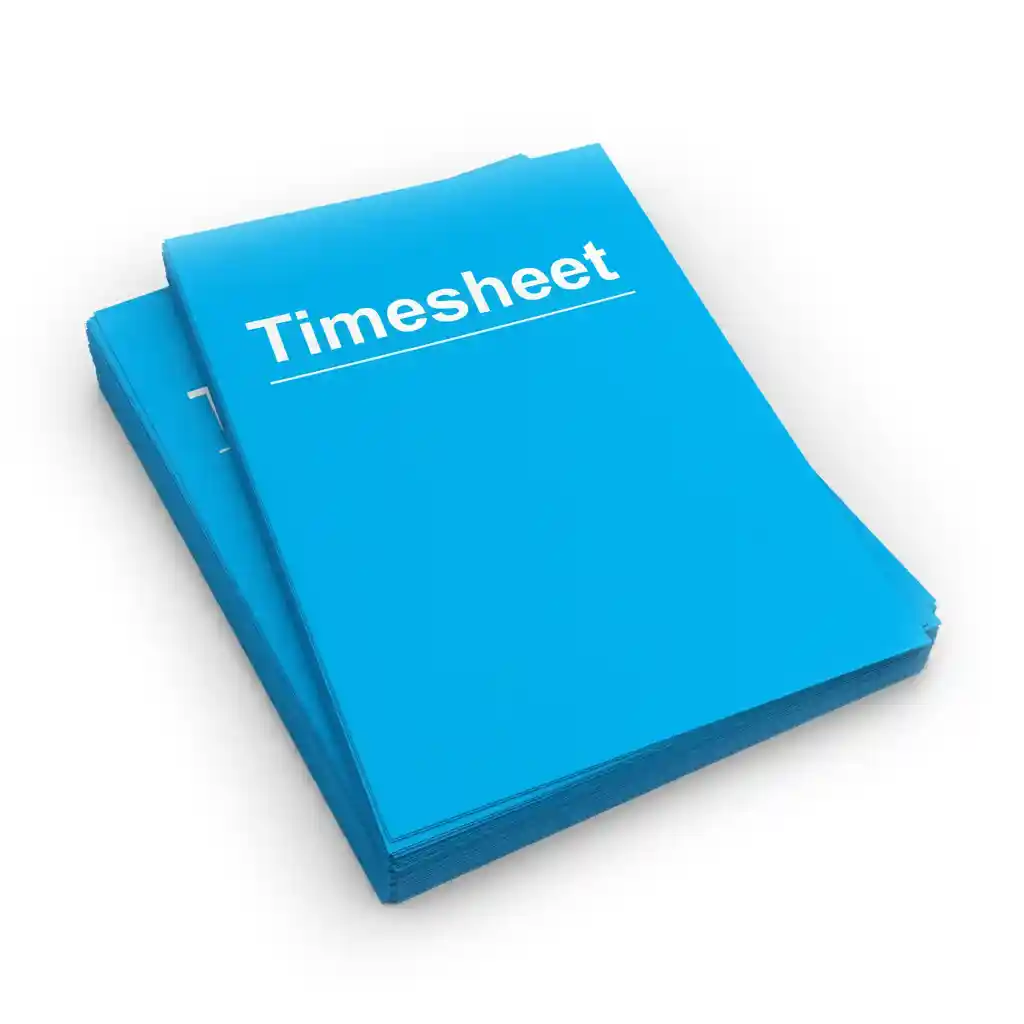 Blue paper with the word timesheet on it