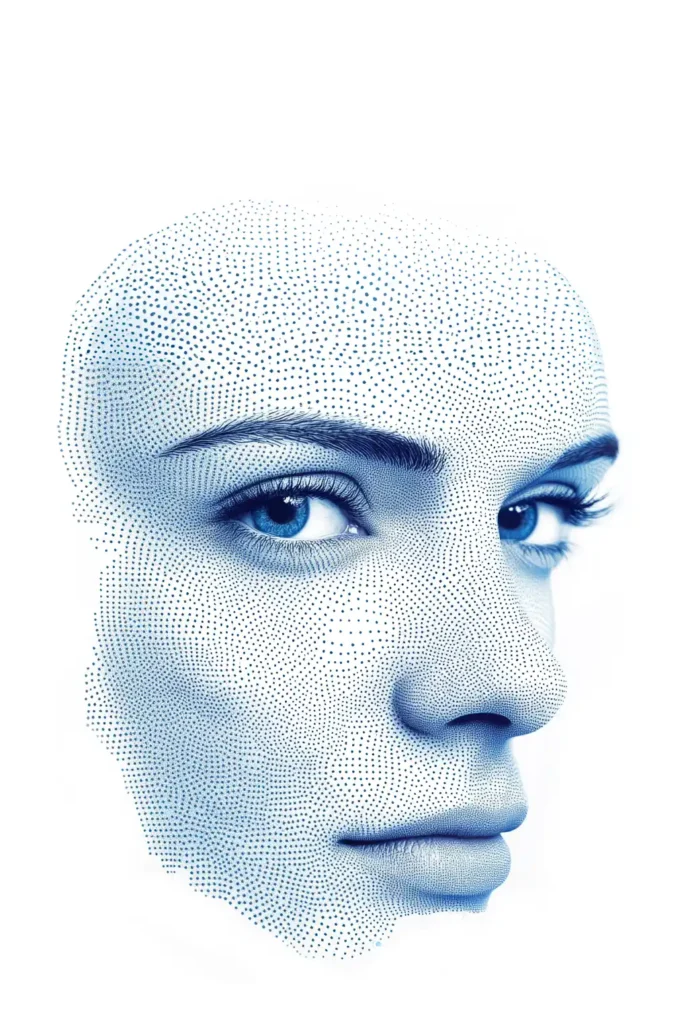 Blue facial recognition dots