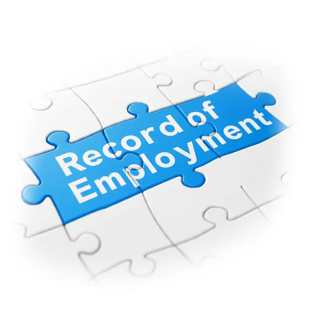 Record of Employment made of blue puzzle pieces