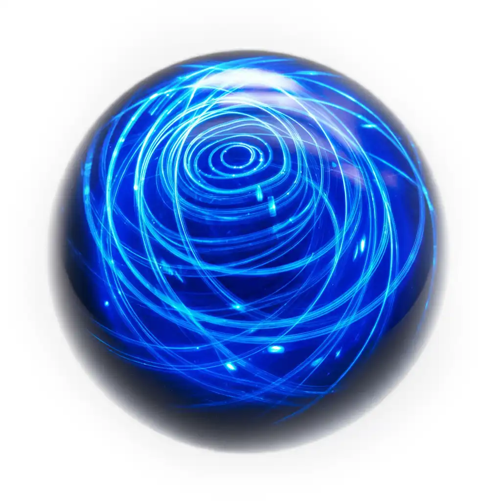 A blue sphere with glowing laser light