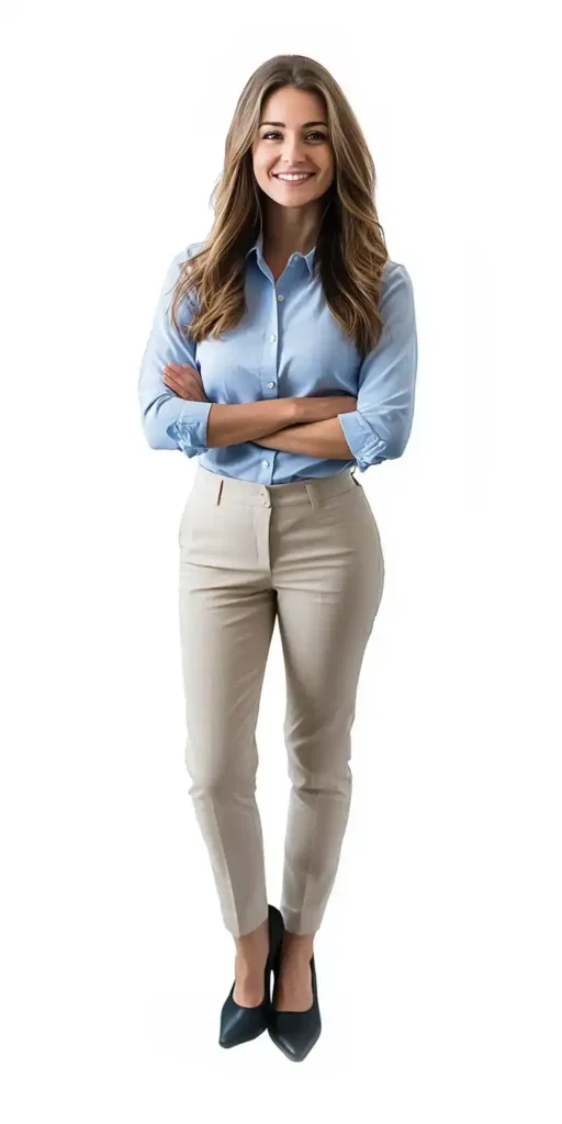 A woman in casual business clothes