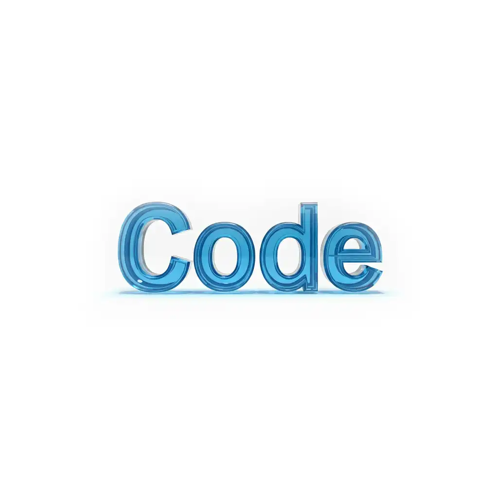 Blue glass text "Code"