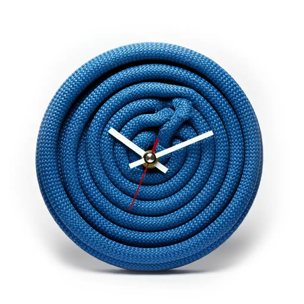 A clock made of blue rope