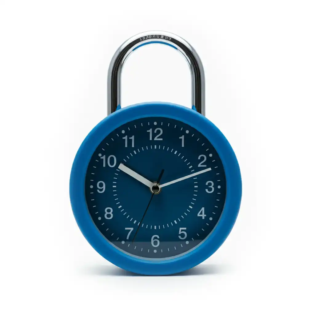 A blue padlock clock