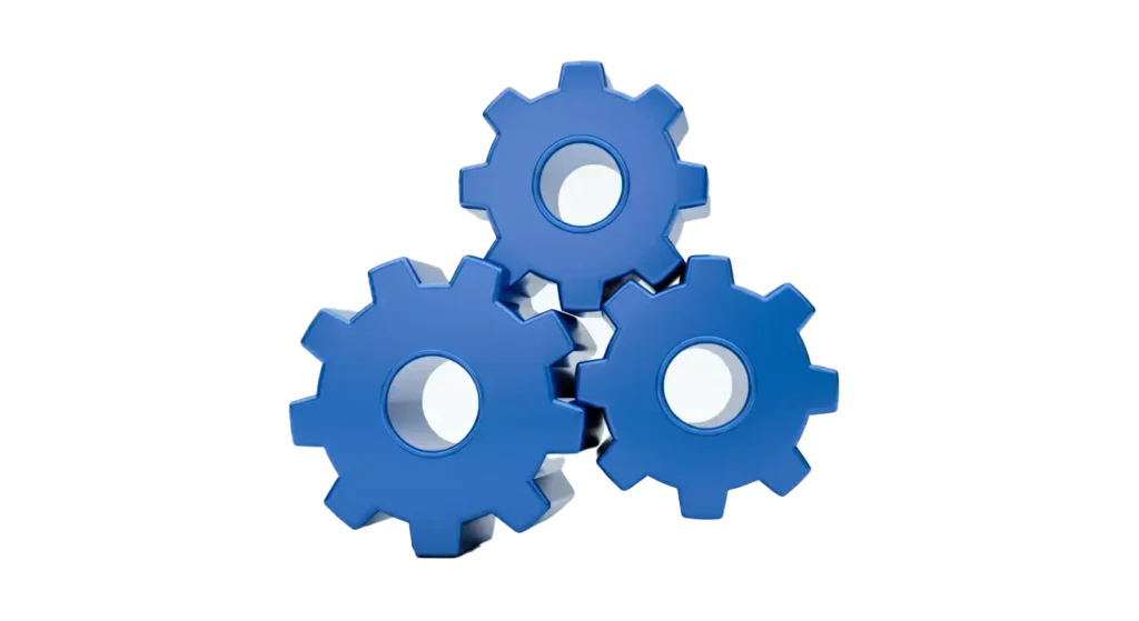 3d three blue cogs