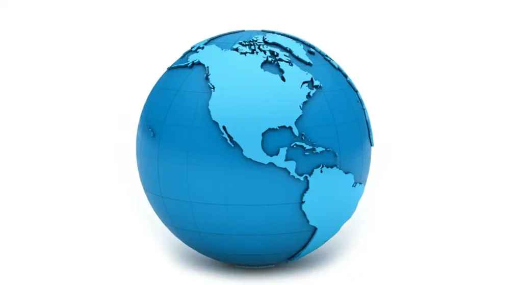 A blue globe showing North America