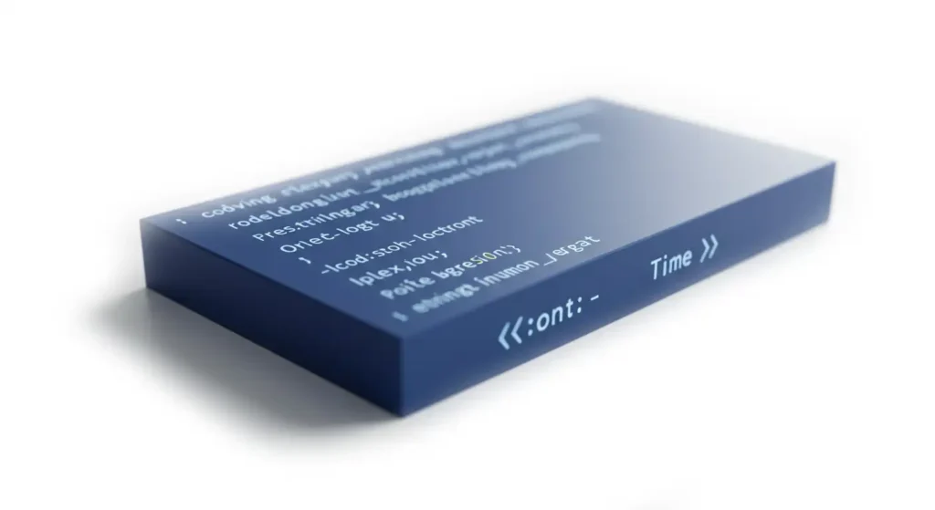 A blue block with code on it.