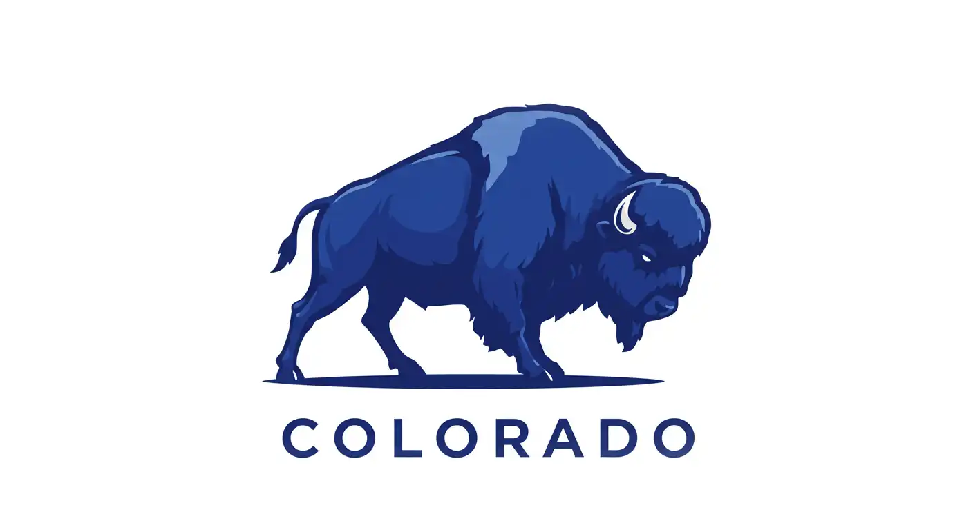 A blue Colorado Bison logo