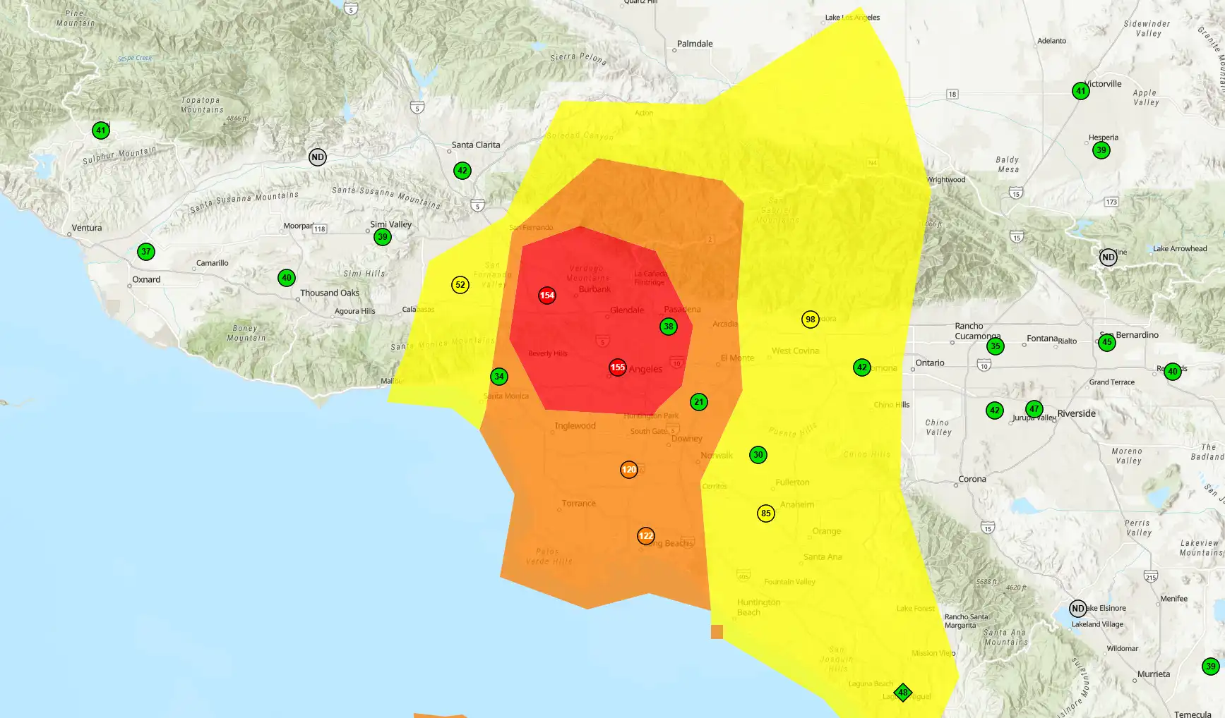 LA smoke map