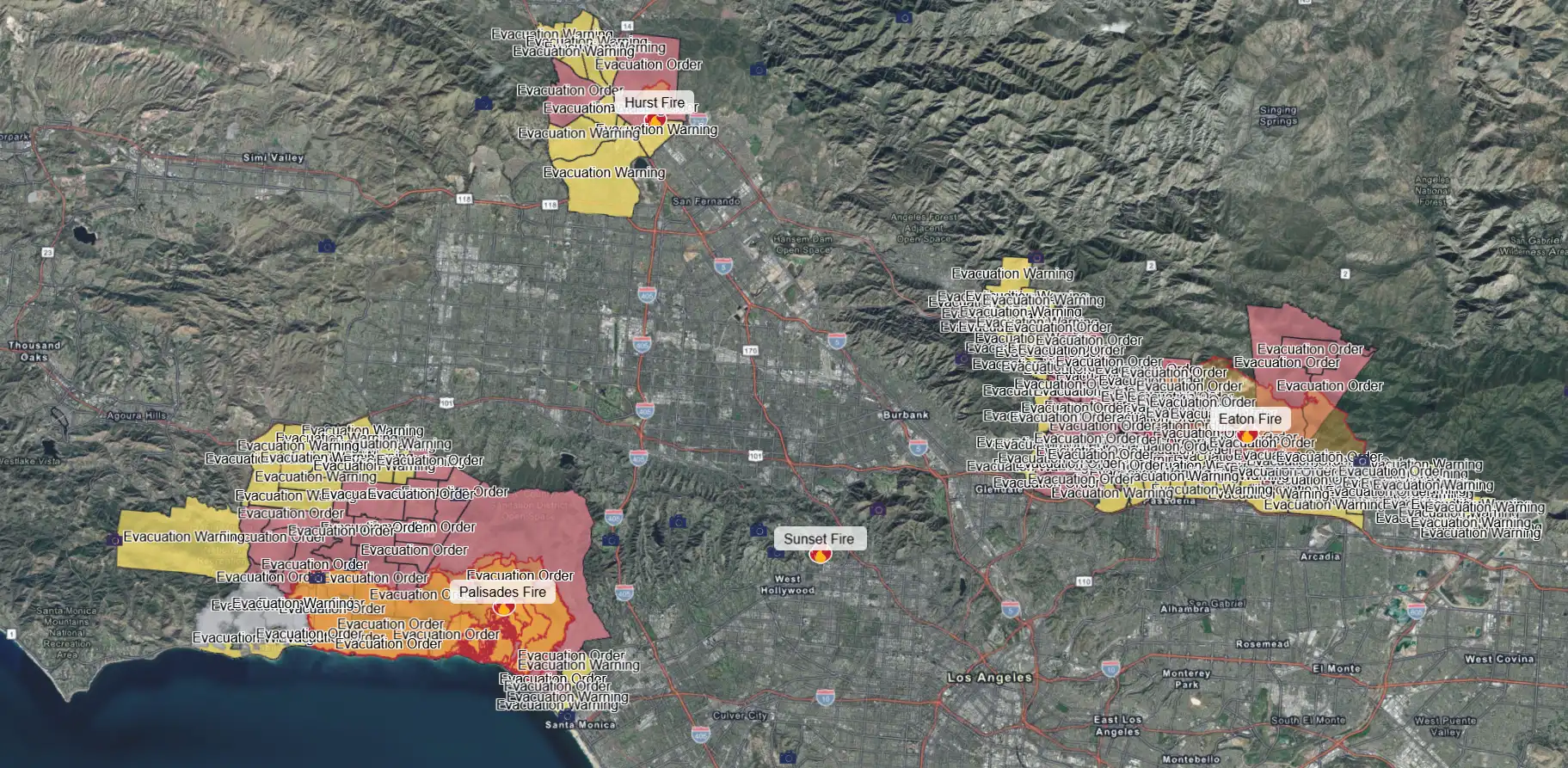 Los Angeles Wildfire 3d Map