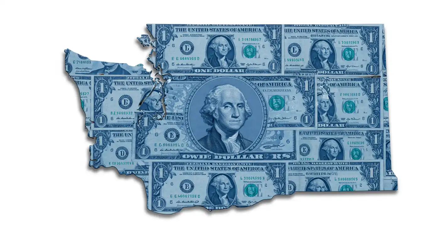 Washington State map made of USD.