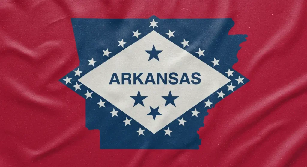 A blue and red Arkansas icon flag