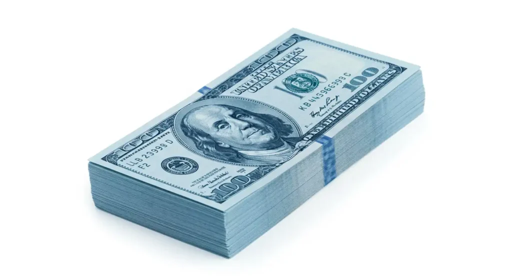 A blue stack of USD